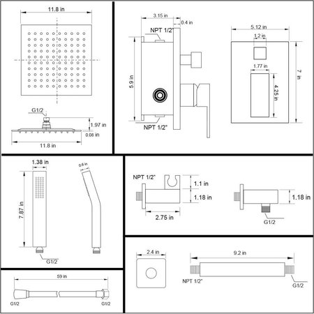 American Imaginations 14.5-in. W Shower Kit_ AI-36184